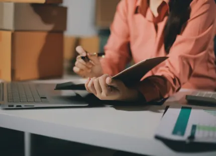 Person working on payroll submissions concept